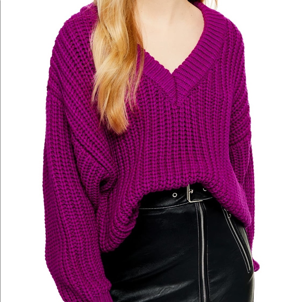 Top shop V Neck Ribbed Sweater